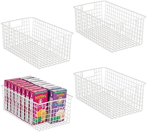 MDesign Shallow Metal Wire Basket For Storage Pantry - Kitchen Organization Basket With Handles - Bin Basket For Organizing Cabinets Or Countertop - Concerto Collection - 4 Pack - Bronze 11 MDesign Shallow Metal Wire Basket For Storage Pantry - Kitchen Organization Basket With Handles - Bin Basket For Organizing Cabinets Or Countertop - Concerto Collection - 4 Pack - Bronze - Image 11