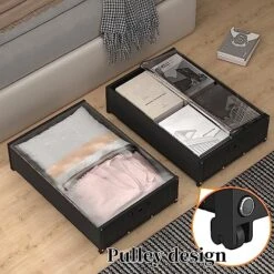 Under Bed Storage Organizer, Under-bed Shoes Clothes Storage Containers With Clear Window, Under Bed Storage Bins Drawer For Bedroom Clothes Shoes Blankets Under Bed Storage Containers With Wheels -2PACK -Songmics Furniture Shop 51kUojbon6L
