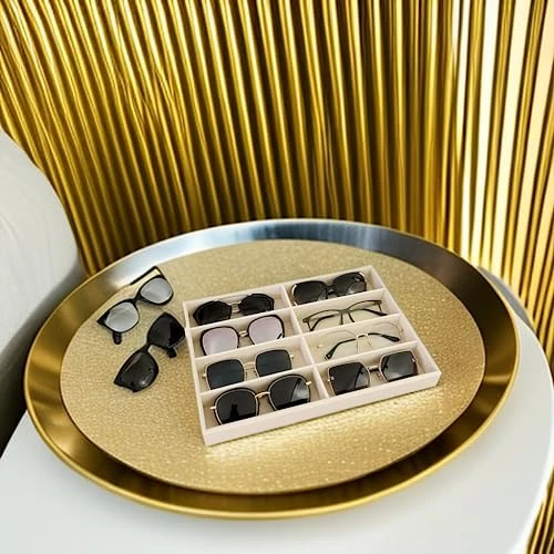 Large Beige Premium Quality Velvet Glasses Box Tray Stackable Practical Trade Show Home Use Jewelry Display Organizer 3 Large Beige Premium Quality Velvet Glasses Box Tray Stackable Practical Trade Show Home Use Jewelry Display Organizer - Image 3