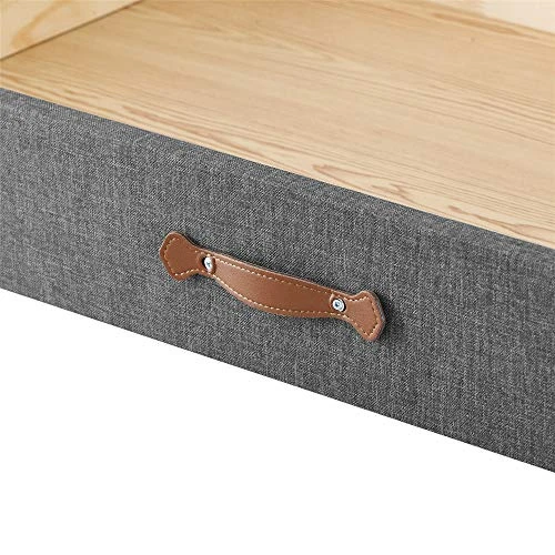 MUSEHOMEINC Upholstered Solid Wood Under Bed Storage Drawer With 4-Wheels For Bedroom/Leather Handle,Wooden Underbed Storage Organizer,Suggested For Twin And Full Size Platform Bed 5 MUSEHOMEINC Upholstered Solid Wood Under Bed Storage Drawer With 4-Wheels For Bedroom/Leather Handle,Wooden Underbed Storage Organizer,Suggested For Twin And Full Size Platform Bed - Image 5