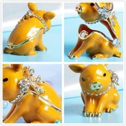 Waltz&F New Golden Pig With Bowknot Handcrafted Pewter Trinket Box Animal Figurine Hinged Jewelry Box -Songmics Furniture Shop 51kX5KCAw5L