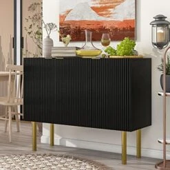 LUMISOL Modern Sideboard Storage Cabinet Buffet Table With 3 Doors, Accent Cabinet With Gold Metal Legs For Home Living Room -Songmics Furniture Shop 51ka4hhD09L. AC
