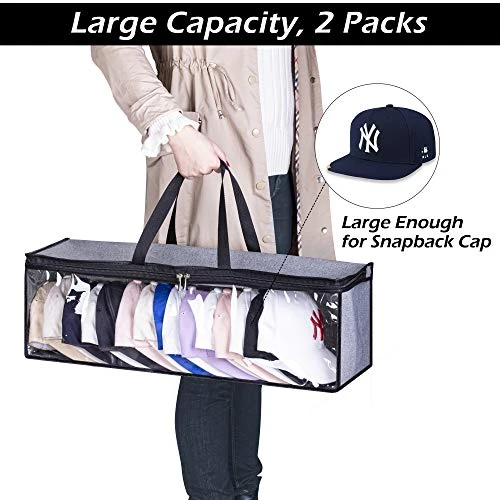KIMBORA 2 PCS Wide Hat Storage For Baseball Caps Organizer With 2 Sturdy Handles Hat Racks Holder Grey Capbox Stackable For Home Travel 2 KIMBORA 2 PCS Wide Hat Storage For Baseball Caps Organizer With 2 Sturdy Handles Hat Racks Holder Grey Capbox Stackable For Home Travel - Image 2