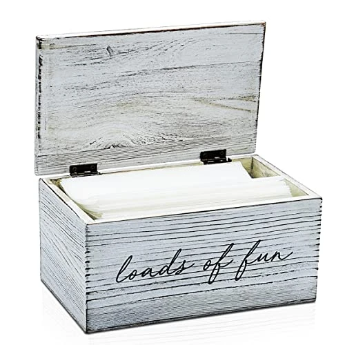 GENERIC Queen And Oak Dryer Sheet Holder - Rustic Farmhouse Wooden Box With Hinged Lid Dispenser For All Fabric Softener Sheets High Capacity Laundry Room Decor Grayish White 8*4.8*4 Inch 1 GENERIC Queen And Oak Dryer Sheet Holder - Rustic Farmhouse Wooden Box With Hinged Lid Dispenser For All Fabric Softener Sheets High Capacity Laundry Room Decor Grayish White 8*4.8*4 Inch