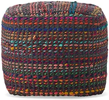 GDFStudio Marcela Hand Woven Fabric Pouf (Ecru) 6 GDFStudio Marcela Hand Woven Fabric Pouf (Ecru) - Image 6