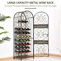 HOMCOM 45 Bottle Wrought Iron Wine Rack Jail With Lock - Antique Bronze -Songmics Furniture Shop 51kdvGxoT5L