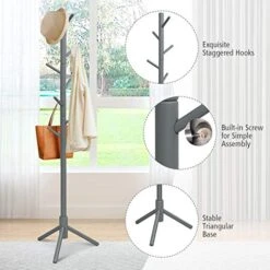 Tangkula Coat Rack Freestanding, Rubber Wood Coat Stand With 8 Hooks, Height Adjustable Entryway Coat Tree Coat Hanger Stand For Home Office Hall Entryway 12 Tangkula Coat Rack Freestanding, Rubber Wood Coat Stand With 8 Hooks, Height Adjustable Entryway Coat Tree Coat Hanger Stand For Home Office Hall Entryway -Songmics Furniture Shop 51kezs8hKdL