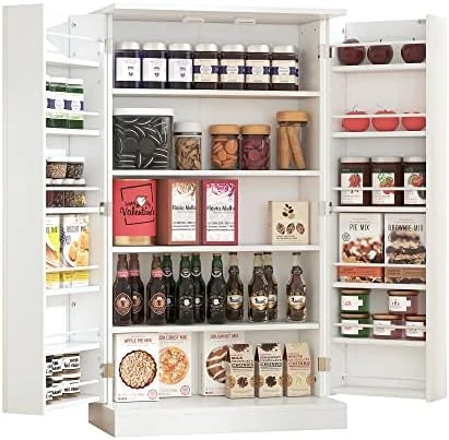 Yusong Kitchen Sideboard Buffet Pantry, Wooden Cupboard Storage Cabinet With 3 Doors And 2 Drawers, Accent Serve Coffee Bar Console Table For Dining Room Living Room, White 11 Yusong Kitchen Sideboard Buffet Pantry, Wooden Cupboard Storage Cabinet With 3 Doors And 2 Drawers, Accent Serve Coffee Bar Console Table For Dining Room Living Room, White - Image 11