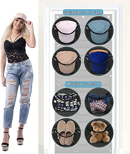 INPHER Hat Organizer For Baseball Caps - 27 Pockets Hat Racks For Baseball Caps Clear Deep Hat Storage Holder Rack For Wall Door With 6 Hooks 6 INPHER Hat Organizer For Baseball Caps - 27 Pockets Hat Racks For Baseball Caps Clear Deep Hat Storage Holder Rack For Wall Door With 6 Hooks - Image 6