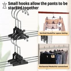 VEHHE 20 Pack Pants Hangers With Clips, Metal Skirt Hangers With 2-Adjustable Clips And 360-Rotating Hook, Multi Stackable Shorts Pants Hangers Space Saving For Women Men -Songmics Furniture Shop 51kvILguAdL
