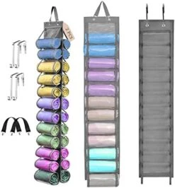 2 Pack Legging Hanging Storage Organizer, HUNTALG Yoga Leggings Space Saving Bag Storage Hanger With 24 Compartment, Foldable Clothes Closets Roll Holder For T-Shirt, Towel, Legging, Jean (Black) -Songmics Furniture Shop 51kyujPtbaL. AC