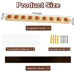 KEVTVEK 2 PCS Sunglasses Organizer, Bamboo Wall Mounted Eyeglasses Holder, Premium Sunglass Storage Organizer For 18 Glasses, Eye Glass Display Eyewear Stand For Home Office Decor -Songmics Furniture Shop 51kzIJHsZBL