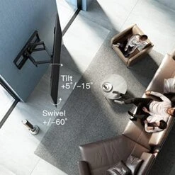 PERLESMITH Full Motion TV Wall Mount For 37-82 Inch TVs Up To 132 Lbs, Max VESA 600x400mm, TV Bracket With Dual Articulating Arms, Tilt, Swivel, Extension, 16" Wood Studs, PSLFK1 -Songmics Furniture Shop 51l2szGH5AL