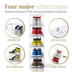 INSTY Shoe Boxes, Set Of 12, Stackable Clear Plastic Shoe Storage Boxes, Drop Front Shoe Box With Lids,Shoe Organizer Containers For Sneaker Display, Fit Up To US Size 12(13.4”x 9.8”x 7.1”) 7 INSTY Shoe Boxes, Set Of 12, Stackable Clear Plastic Shoe Storage Boxes, Drop Front Shoe Box With Lids,Shoe Organizer Containers For Sneaker Display, Fit Up To US Size 12(13.4”x 9.8”x 7.1”) -Songmics Furniture Shop 51lE6Rbb3IL