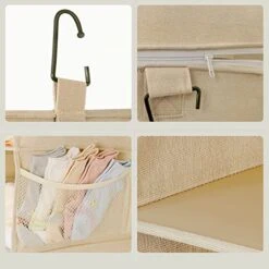 TOPIA HOME 6-Shelf Hanging Closet Organizer, Two Separable 3-Tier Thickened Fabric Hanging Closet Shelves With Mesh Pockets, Collapsible Closet Organizers And Storage Organization, Beige 10 TOPIA HOME 6-Shelf Hanging Closet Organizer, Two Separable 3-Tier Thickened Fabric Hanging Closet Shelves With Mesh Pockets, Collapsible Closet Organizers And Storage Organization, Beige -Songmics Furniture Shop 51lG6svEJpL