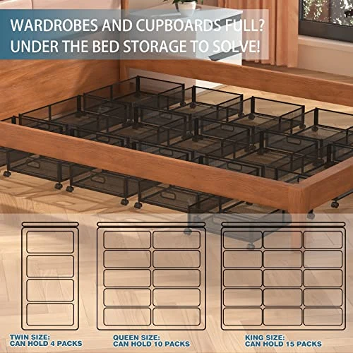 Under Bed Storage Containers, Under Bed Shoe Storage With Wheels, Foldable Bedroom Storage Organization With Handles, Under Bed Storage Bins Drawer For Clothes, Blankets And Shoes, Bedding (2 Pack, Black) 1 Under Bed Storage Containers, Under Bed Shoe Storage With Wheels, Foldable Bedroom Storage Organization With Handles, Under Bed Storage Bins Drawer For Clothes, Blankets And Shoes, Bedding (2 Pack, Black)