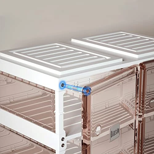 BINSIO Shoe Rack Closet Organizer And Storage, Portable Shoe Rack For Entry Way, Foldable Shoe Boxes, Fast Easy Assemble Shoe Cabinet, One Piece Sturdy Plastic Shoe Shelf, Clear Brown Doors, 6 Tiers 5 BINSIO Shoe Rack Closet Organizer And Storage, Portable Shoe Rack For Entry Way, Foldable Shoe Boxes, Fast Easy Assemble Shoe Cabinet, One Piece Sturdy Plastic Shoe Shelf, Clear Brown Doors, 6 Tiers - Image 5