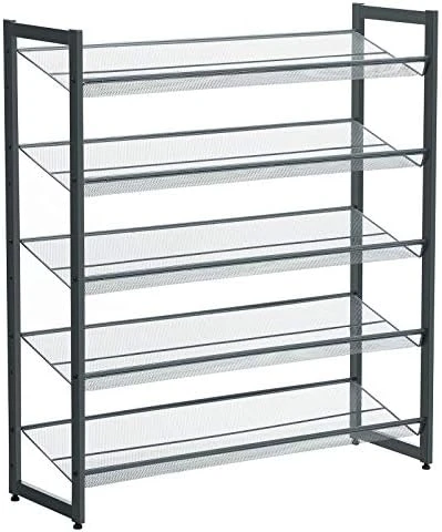 SONGMICS 3-Tier Shoe Rack Storage, Adjustable Metal Mesh Shoe Organizer Stand, Flat Or Angled Stackable Shoe Rack Shelf For 9-12 Pairs, Shoe Tower For High Heels, Sneakers, Closet, Entryway, Bronze 14 SONGMICS 3-Tier Shoe Rack Storage, Adjustable Metal Mesh Shoe Organizer Stand, Flat Or Angled Stackable Shoe Rack Shelf For 9-12 Pairs, Shoe Tower For High Heels, Sneakers, Closet, Entryway, Bronze - Image 14