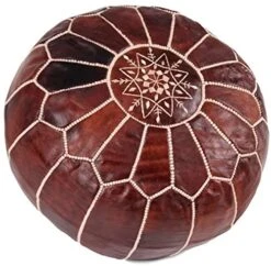 ARTOUARZAZATE Set Of 2 Amazing Moroccan Pouf With Leather Pouf, Ottomans,Footstool,100% Handmade Ready To Magic Your Living Room! Unstuffed (Dark Brown) -Songmics Furniture Shop 51lWdAJEzfS
