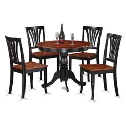 East West Furniture ANAV5-BLK-W Dining Set, 5-Piece