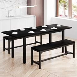 IPormis 63" Extendable Dining Table Set For 4-8 People, 3-Piece Kitchen Table Set With Metal Frame And Wood Board, Space Saving Dinette For Dining Room, Laminate Finished, Easy Clean, Walnut 17 IPormis 63" Extendable Dining Table Set For 4-8 People, 3-Piece Kitchen Table Set With Metal Frame And Wood Board, Space Saving Dinette For Dining Room, Laminate Finished, Easy Clean, Walnut -Songmics Furniture Shop 51lWkxY2cL. AC