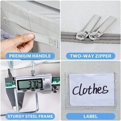 3Pack Frame Storage Box - Clothes Storage Bin Bags Oxford Fabric Foldable Stackable Container Organizer Set With Clear Window & Carry Handles Large Capacity (Grey, Large-66L) -Songmics Furniture Shop 51lXta8nnUL