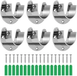 6PCS Closet Rod Brackets, 1-1/4 Inch Closet Rod Support, Stainless Steel Curtain Rod Holders, Flange Set Closet Pole Holders With Screws, U-Shaped Open Type Closet Rod Brackets, Silver (32mm) … -Songmics Furniture Shop 51lbxlSsBL. AC
