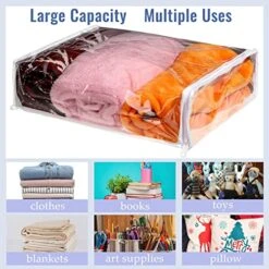 6 Packs Clear Zippered Storage Bags Sweater Storage Bags Plastic Storage Bags For Blankets Clothes Bed Sheet Organizer With Zipper For Closet Linen Sweater Bed Sheet Clothes Pillow (16 X 14 X 4 Inch) -Songmics Furniture Shop 51lduobWqWL