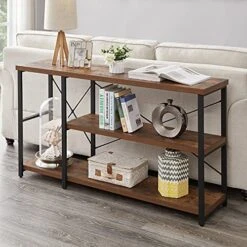 LIFUSTTG Industrial Console Table, Rustic Sofa Table For Living Room, Entry/Hallway Table With 3-Tier Open Storage Shelves, Rustic Brown 47 Inch 12 LIFUSTTG Industrial Console Table, Rustic Sofa Table For Living Room, Entry/Hallway Table With 3-Tier Open Storage Shelves, Rustic Brown 47 Inch -Songmics Furniture Shop 51lnm7VnY4S