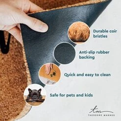 THEODORE MAGNUS Natural Coir Doormat With Non-Slip Backing - 17 X 30 - Outdoor/Indoor - Hello Door Mat - Black - Hello - COIR-1730-15-131 -Songmics Furniture Shop 51lrny3LyCL