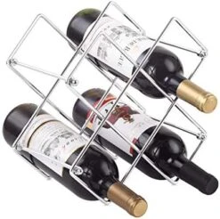 Buruis Countertop Wine Rack - 10 Bottle Wine Holder For Red White Wine Storage - Freestanding Metal Wine Rack - Small Tabletop Wine Rack - Modern Wine Bottle Holder - Silver -Songmics Furniture Shop 51lrwCqrZL. AC