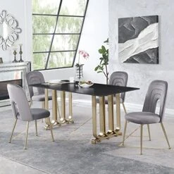 GNIXUU Dinner Chairs Set Of 2, Mid-Century Modern Velvet Upholstered Dining Chair With Metal Legs For Kitchen, Dining, Living, Guest, Bed Room Side Chair(Gray) 17 GNIXUU Dinner Chairs Set Of 2, Mid-Century Modern Velvet Upholstered Dining Chair With Metal Legs For Kitchen, Dining, Living, Guest, Bed Room Side Chair(Gray) -Songmics Furniture Shop 51lsL3ROk7L