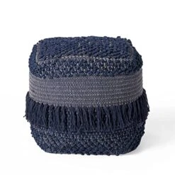 Christopher Knight Home Madrid Pouf, Navy Blue