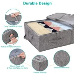 Vicyak 2 Pack Under Bed Storage Containers, 54L Large Capacity Linen Foldable Waterproof Storage Bins With Clear Window And 4 Reinforced Handles, Organizer Bags For Clothes, Blankets And Shoes 7 Vicyak 2 Pack Under Bed Storage Containers, 54L Large Capacity Linen Foldable Waterproof Storage Bins With Clear Window And 4 Reinforced Handles, Organizer Bags For Clothes, Blankets And Shoes -Songmics Furniture Shop 51lv88pcnwL