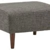 Amazon Brand – Rivet Ava Mid-Century Modern Upholstered Ottoman, 25.6"W X 15.7"H, Dark Grey