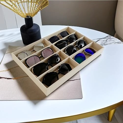 Large Beige Premium Quality Velvet Glasses Box Tray Stackable Practical Trade Show Home Use Jewelry Display Organizer 2 Large Beige Premium Quality Velvet Glasses Box Tray Stackable Practical Trade Show Home Use Jewelry Display Organizer - Image 2