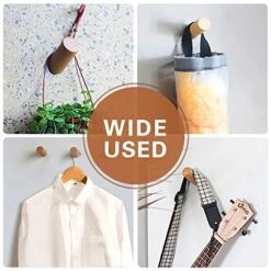 Felidio Wood Wall Hooks, 4 Pack Coat Hooks Mounted Rustic Wooden Heavy Duty Robe Hook Hat Rack | For Hanging Bathroom Towels Clothes Hanger (Beech Wood) -Songmics Furniture Shop 51m0pKsvkML