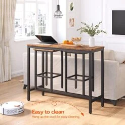 HOOBRO Bar Table Set, Bar Table With 2 Bar Stools, Hang Bar Chair Under Bar Table, 3 Piece Dining Table Set For Kitchen, Living Room, Saving Space, Sturdy Metal Frame, Rustic Brown BF54BT01 8 HOOBRO Bar Table Set, Bar Table With 2 Bar Stools, Hang Bar Chair Under Bar Table, 3 Piece Dining Table Set For Kitchen, Living Room, Saving Space, Sturdy Metal Frame, Rustic Brown BF54BT01 -Songmics Furniture Shop 51m6h1EYxkL