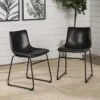 LEMBERI Faux Leather Dining Chairs Set Of 2, 18 Inch Kitchen & Dining Room Chairs,Mid Century Modern Dining Chairs With Backrest And Metal Legs, Comfortable Upholstered Seat Chairs (18,Black)