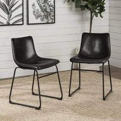 LEMBERI Faux Leather Dining Chairs Set Of 2, 18 Inch Kitchen & Dining Room Chairs,Mid Century Modern Dining Chairs With Backrest And Metal Legs, Comfortable Upholstered Seat Chairs (18,Black) -Songmics Furniture Shop 51m8QLwF7aL. AC