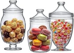 Amazing Abby - Keep - Acrylic Apothecary Jars (3-Piece Set), Plastic Jars With Lids, Bathroom Canisters, Vanity Organizers, Candy Buffet, Wedding Display, BPA-Free And Shatter-Proof -Songmics Furniture Shop 51m8YygbSsL. AC