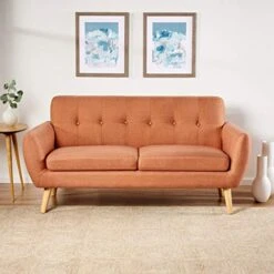 Christopher Knight Home Josephine Mid-Century Modern Petite Fabric Sofa, Burnt Orange / Natural -Songmics Furniture Shop 51m9EbiBrVL