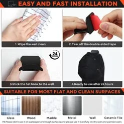 JoyliveCY 32 Pack Hat Racks For Baseball Caps, No Drilling Hat Holder Organizer, Self-Adhesive Hat Hooks For Boys Room Decor, Fashion Hat Hangers For Boys Room Decor, Hat Display For Wall -Songmics Furniture Shop 51mBBgc9RuL