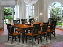 East West Furniture Dining Table Set, 9-Piece, ALGWE9-LWH-W -Songmics Furniture Shop 51mIfcEYdrL. AC