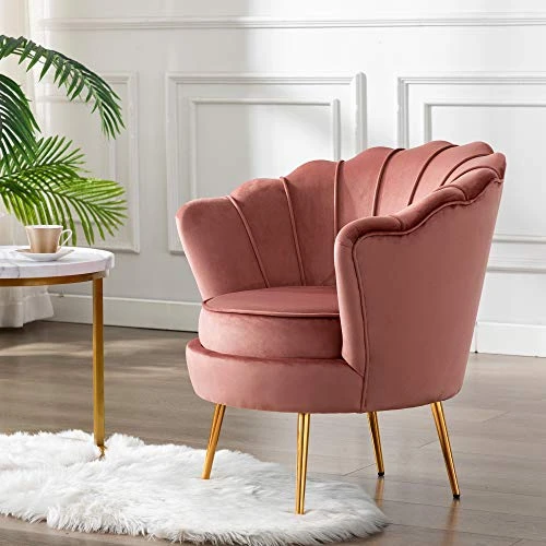 DAGONHIL Pink Velvet Accent Chair For Living Room, Lounge Chair For Bedroom With Gold Metal Legs, Vanity Chair For Makeup Room, Dusty Pink 1 DAGONHIL Pink Velvet Accent Chair For Living Room, Lounge Chair For Bedroom With Gold Metal Legs, Vanity Chair For Makeup Room, Dusty Pink