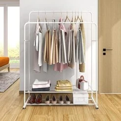 Clothes Rack Metal Garment Racks Heavy Duty Indoor Bedroom Cool Clothing Hanger With Top Rod And Lower Storage Shelf Black … (white) 9 Clothes Rack Metal Garment Racks Heavy Duty Indoor Bedroom Cool Clothing Hanger With Top Rod And Lower Storage Shelf Black … (white) -Songmics Furniture Shop 51mNRGwQryS. AC