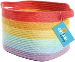 OrganiHaus Woven Basket For Storage | Basket For Shelves | Toy Basket | Throw Blanket Basket For Living Room | Cotton Rope Basket For Storage | Decorative Baby Basket For Towels | Rainbow Basket 14x9 20 OrganiHaus Woven Basket For Storage | Basket For Shelves | Toy Basket | Throw Blanket Basket For Living Room | Cotton Rope Basket For Storage | Decorative Baby Basket For Towels | Rainbow Basket 14x9 -Songmics Furniture Shop 51mNTHtLLKL. AC