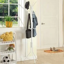 USUN 173CM Metal Coat Rack Free Standing Display Stand Hall Tree With 3 Tiers And 11 Hooks For Clothes Scarves Bags Umbrella And Hats 45173-2 (White) 13 USUN 173CM Metal Coat Rack Free Standing Display Stand Hall Tree With 3 Tiers And 11 Hooks For Clothes Scarves Bags Umbrella And Hats 45173-2 (White) -Songmics Furniture Shop 51mPLHdgXeL