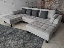Stendmar 3pc Contemporary Grey Microfiber Fabric Sectional Sofa Chaise Ottoman S168LG -Songmics Furniture Shop 51mSUq43TKL