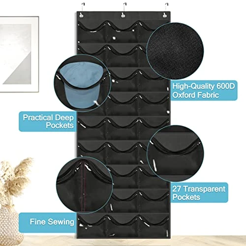 Owkjar 27 Large Pockets Hat Organizer For Baseball Caps,Hat Rack With 6 Hooks Over The Door Or Wall Multiple Caps Display Storage Racks,Hat Holder Organizer For Golf Sports Caps Organization 2 Owkjar 27 Large Pockets Hat Organizer For Baseball Caps,Hat Rack With 6 Hooks Over The Door Or Wall Multiple Caps Display Storage Racks,Hat Holder Organizer For Golf Sports Caps Organization - Image 2